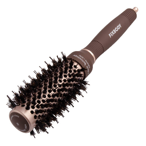 FIXBODY Round Hair Brush with Boar Bristles, Nano Thermal Ceramic, Ionic Tech and Anti-Static, Roller Hairbrush for Blow Drying, Curling, Straightening (2.5 inch, Barrel 1.25 inch) - 2.5 Inch (Pack of 1)