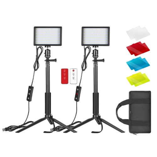 Neewer 2 Packs Upgraded LED Video Light with 433HZ Remote Control Kit