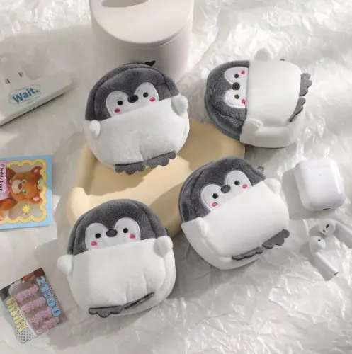 Cute Little Penguin Coin Wallet Holder Red Envelope Data Line Bag