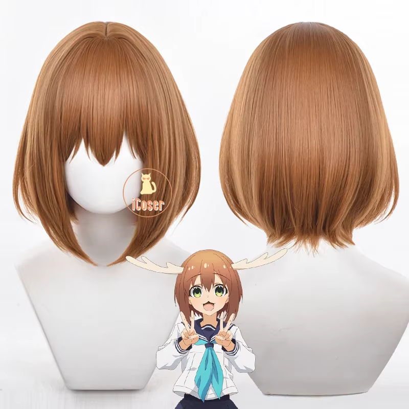 Noko Shikanoko Peruca Cosplay para Mulheres, Anime My Deer Friend, Cabelo Curto Laranja, Festa de Halloween para Meninas, Role Play Props, Adereços iCoser, Nokotan - AliExpress 