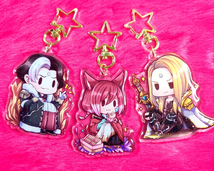 Final Fantasy 14 Shadowbringers Charms - Final Fantasy XIV Kawaii Acrylic Charm (Emet Selch, Zenos, Graha Tia) FF14 Shadowbringers Keychain