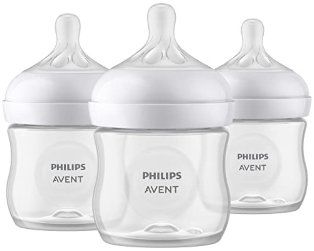 Philips Avent Natural Baby Bottle With Natural Response Nipple, Clear, 4oz, 3 pack, SCY900/03 - Clear - 4oz - 3-pack