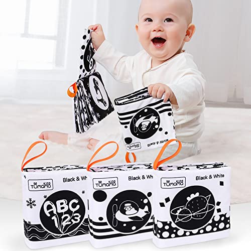 TUMAMA Baby Toys 0 3 6 to 12 Months,Soft Cloth Books for Babies, Baby's First Soft Books Early Education Toys with Fruit, Numbers, Animals, Shape, Letters,3 Pack