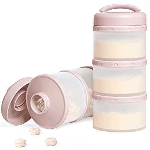 Termichy Stackable Formula Dispenser Portable Milk Powder Container, 2 Pack (Light Pink) - Light Pink