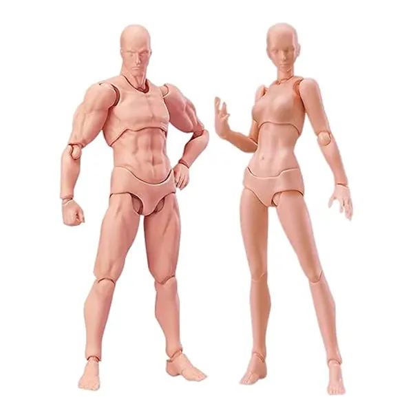 Artists Manikin Blockhead Jointed Mannequin Drawing Figures,Figure Model for Sketching, Painting, Drawing, Artist Male+Female Set (Flesh) - Flesh Male+Female Set