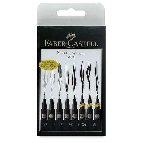 Faber Castell FC167137 Wallet Pitt Pen Nibs Art Set, Assorted - 1 Count (Pack of 8) - Faber-Castell Pitt Artist Pen - Black