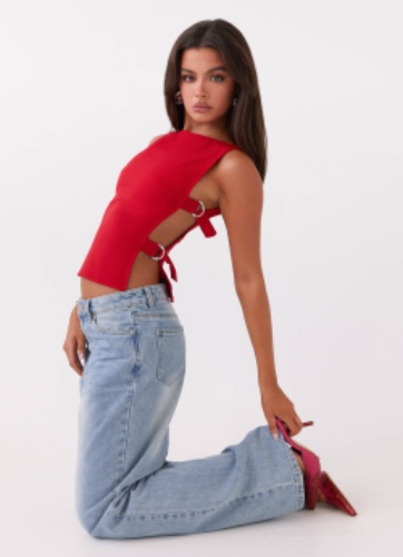 Cherish You Buckle Top - Red | Red / US 0