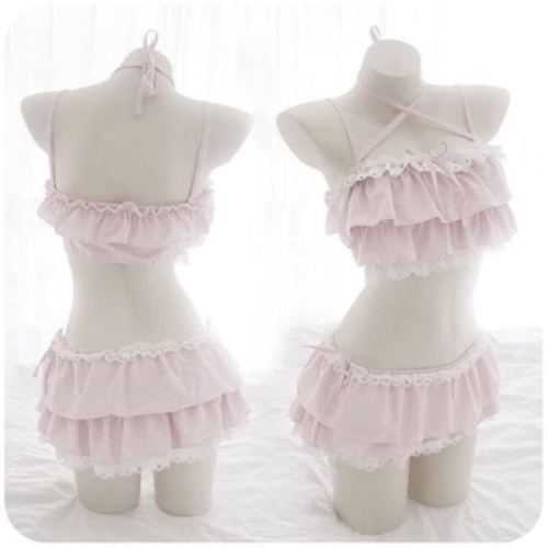 pink frilly swimsuit 