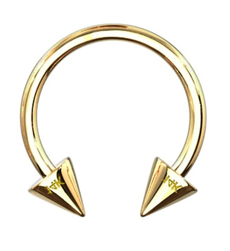 14kt Gold Spiked Circular Barbells | 16G (5/16" - 8mm) 3mm spike