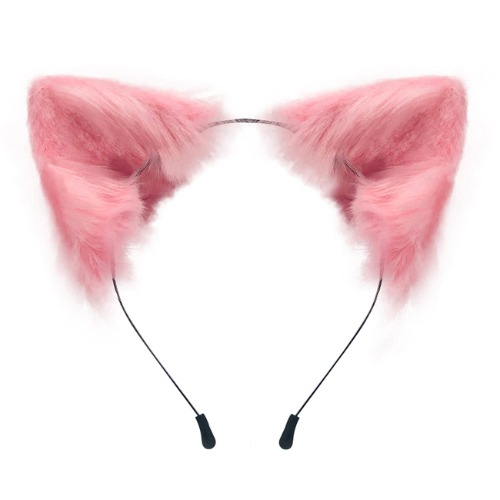 Cat Fox Faux Fur Ears Headband Cute Halloween Fancy Dress Cosplay Handmade Animal Furry Ears Hair Hoop - Pink