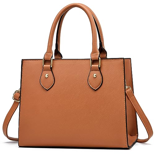 CHICAROUSAL Crossbody Purses and Handbags for Women PU Leather Tote Top Handle Satchel Shoulder Bags - Brown