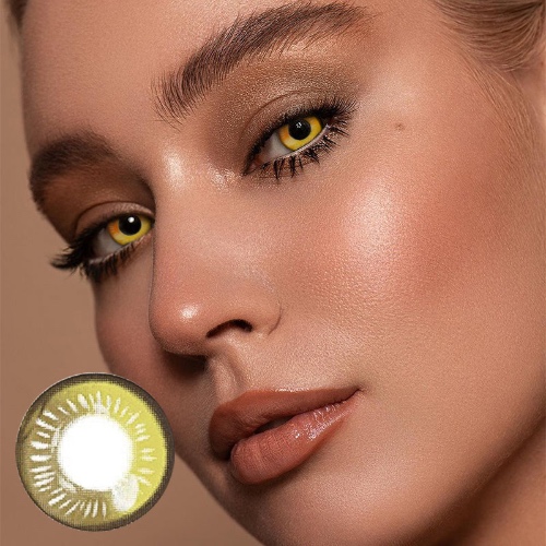Cosplay Anime Yellow Prescription Colored Contact Lenses | 0.00 / Plano