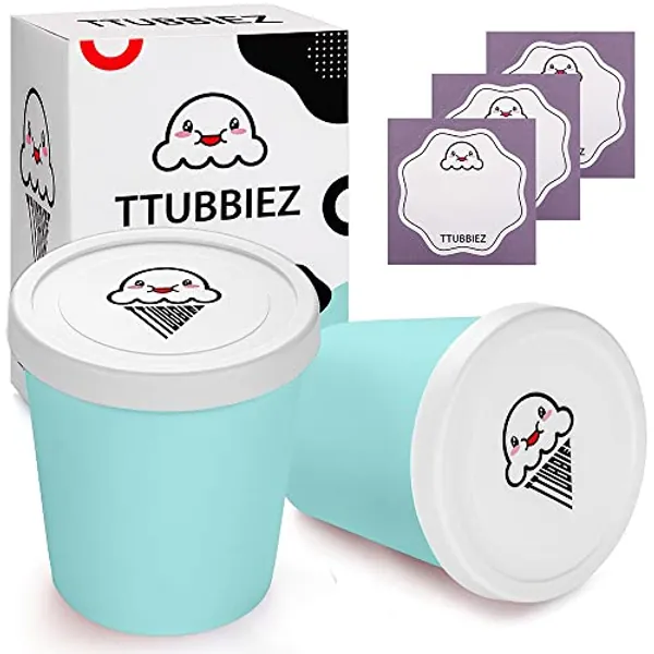 TTUBBIEZ Ice Cream Containers (2 Pack - 1 Quart Each), Ice Cream Containers for Homemade Ice Cream, Ice Cream Storage Containers, 1 Quart Freezer Containers for Ice Cream Storage - Mint Chip