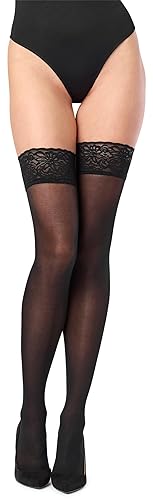 Merry Style Bas Autofixant Microfibre Dentelle Sous-vêtements Femme 40 DEN MSSSJ01 - M-L - Noir