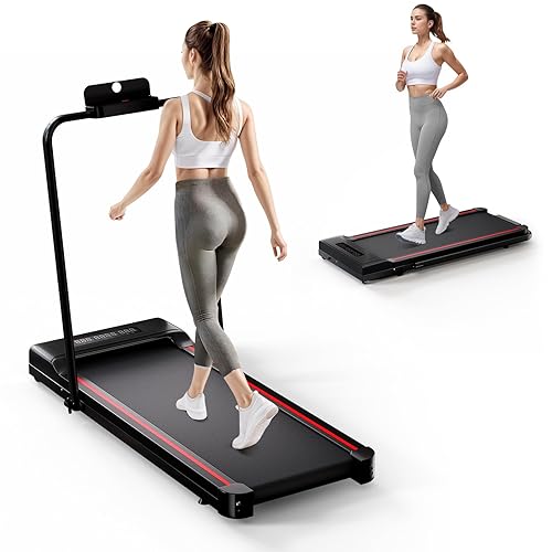 Sperax Walking Pad Treadmill-Under Desk Treadmill-2.5HP Treadmills for Home,320 Lb Capacity,Remote Control & LED Display - Black-Handrail