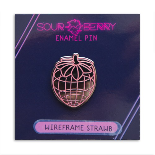 Wireframe Strawb Enamel Pin - A-Grade