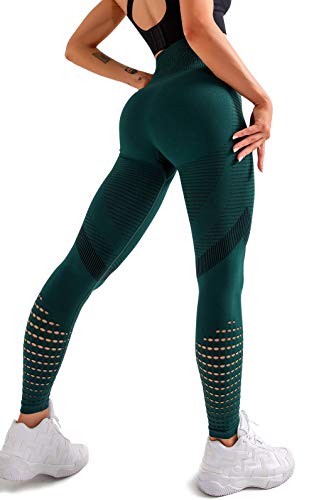 Redqenting High Waisted Leggings for Women Workout Seamless Leggings Yoga Pants Sweat Proof Tummy Control Tights - Small Black