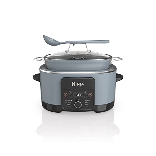 Ninja MC1001 Foodi PossibleCooker PRO 8.5 Quart Multi-Cooker, with 8-in-1 Slow Cooker, Dutch Oven, Steamer & More, Glass Lid Integrated Spoon, Nonstick, Oven Safe Pot to 500°F, Sea Salt Gray - Sea Salt Grey - 8-in-1