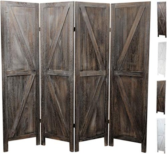 Premium Home Room Divider: Room dividers and Folding Privacy Screens, Privacy Screen, Partition Wall dividers for Rooms, Room Separator, Temporary Wall, Folding Screen, Rustic Barnwood (Barnwood) - Barnwood