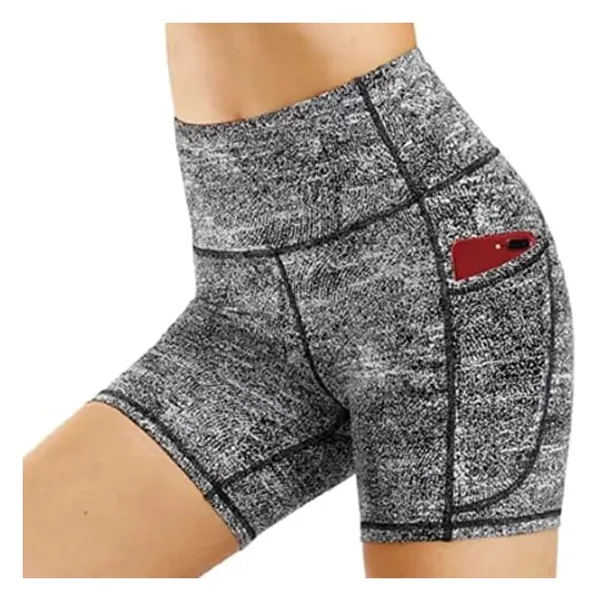 Yawhevg Women's 8" /5" High Waist Biker Shorts Yoga Workout Running Compression Exercise Shorts Side Pockets