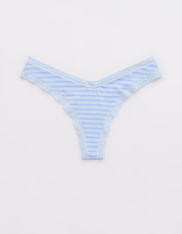 SMOOTHEZ Microfiber Lace Thong Underwear