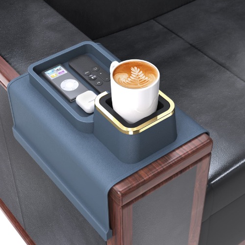 Couch Cup Holder, Silicone Couch Arm Tray ,Anti-Spill and Anti-Slip Couch Accessories, Drink Holder for Your Sofa,Ideal for Hold Coffee Cup/Cellphone/Remote - Blue