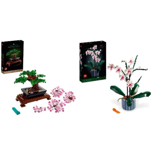 LEGO Icons Orchid Plant Decor Building Kit for Adults; Build an Orchid Display Piece for The Home or Office 10311 & Creator Expert Bonsai Tree