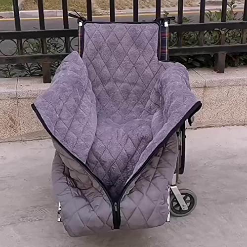 HSRG Wheelchair Warmer Cover Blanket, Windproof Thicken Fleece Lined Cozy Leg Cover with Zipper, for Winter Leg Foot Back Warm, for Elderly Patients and Disabled - Gray
