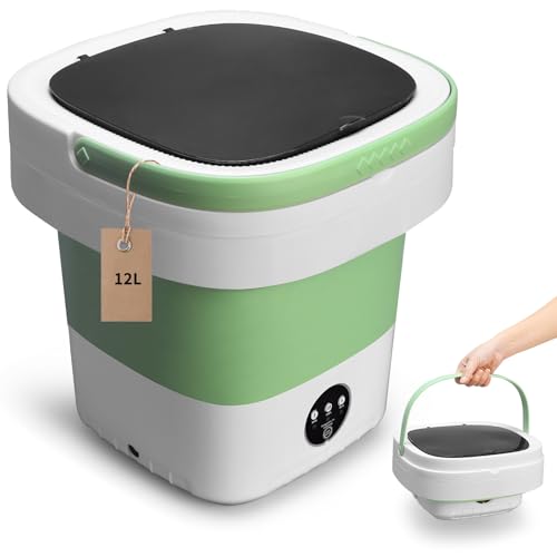 Portable Washing Machine, Mini 12L Foldable Washer and Dryer with 3 Modes Deep Cleaning, Upgraded Small Collapsible Laundry for Travel, Sutiable for Underwear,Baby Clothes,Socks or Other Small Items
