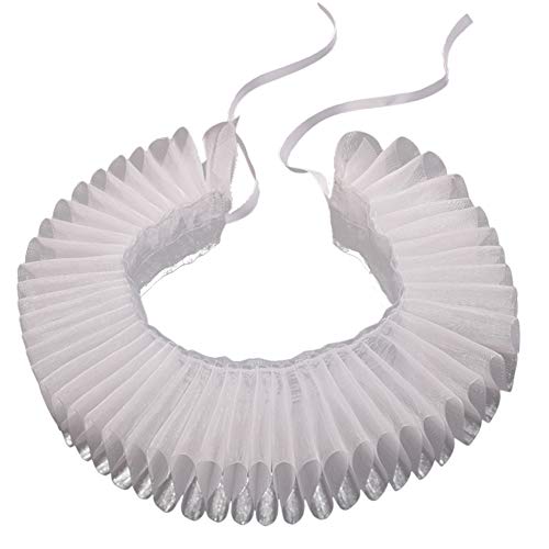GRACEART Elizabethan Dickens Ruff Neck Clown Collar Elizabeth Wrist Ruffs Ruffle Cuff Arm Bands - A-white Collar(1 Piece)