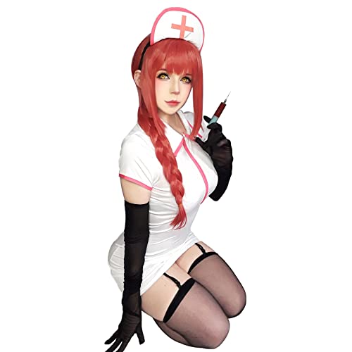 LTAKK Makima Cosplay Costume Nurse Dress Power Chainsaw Man Outfit Uniform Suit Set - White - Medium/Large