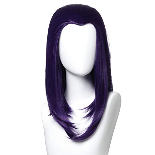 Qaccf 14 inches Shoulder Length Bob Halloween Cosplay Women Wig with Widows Peak (Purple) - Purple