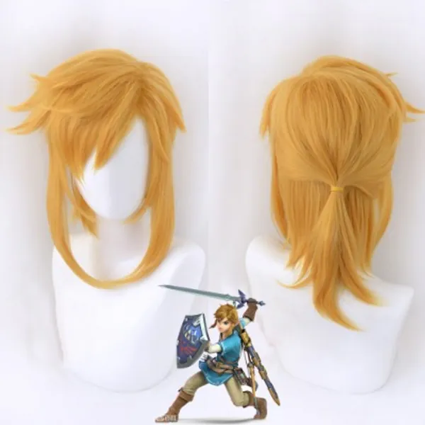 10.46US $ 65% OFF|Game Zelda: Breath Of The Wild - Link Cosplay Wig Short Golden Pony Tail Heat Resistant Hair Cosplay Costume Wig + Free Wig Cap - Cosplay Costumes - AliExpress