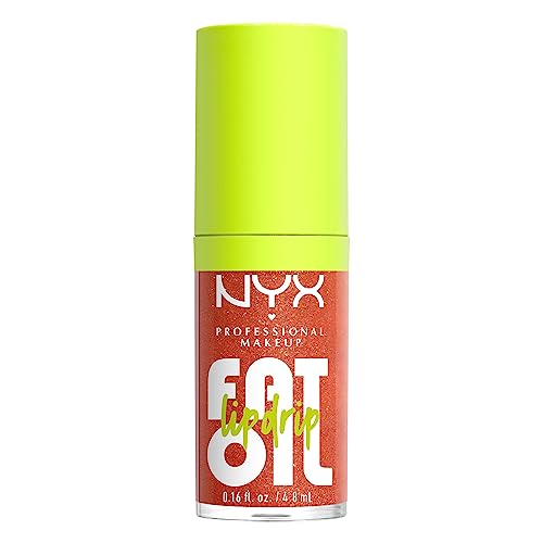 NYX Professional Makeup Lip Gloss, High Shine, Non-Sticky FInish, 12 Hours Hydrating, Fat Applicator, With Squalane, Raspberry and Cloudberry Oils, Fat Oil Lip Drip, Shade: Follow Back - Follow Back