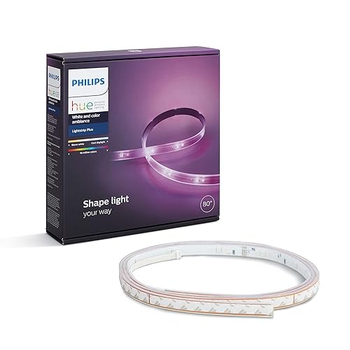 Philips Hue 800276 White and Color Ambiance LightStrip Plus Dimmable LED Smart Light (Requires Hue Hub, Works with Alexa, HomeKit & Google Assistant), 80 inch - Lightstrip Base