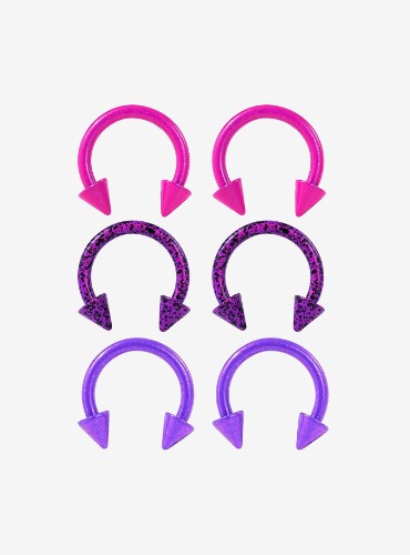 Steel Pink & Purple Circular Barbell 6 Pack