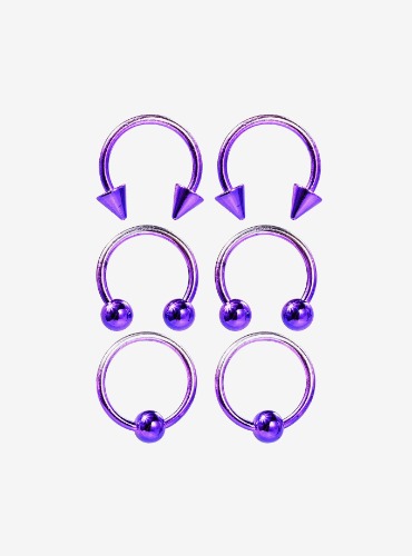 Steel Purple Circular Barbell & Captive Hoop 6 Pack