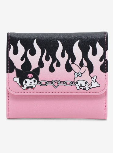 Loungefly My Melody & Kuromi Flame Heart Mini Flap Wallet