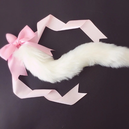 Silky Ribbon Fox Tail Plugs - Solid White