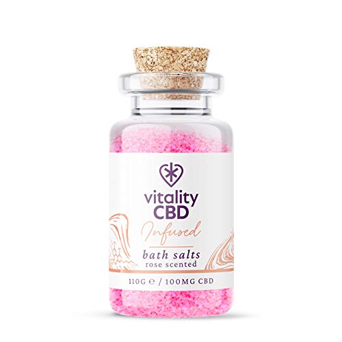 Vitality Bath Salts, Rose Fragrance, 100mg of cannabidiol - 100mg - Bath Salts - 110g