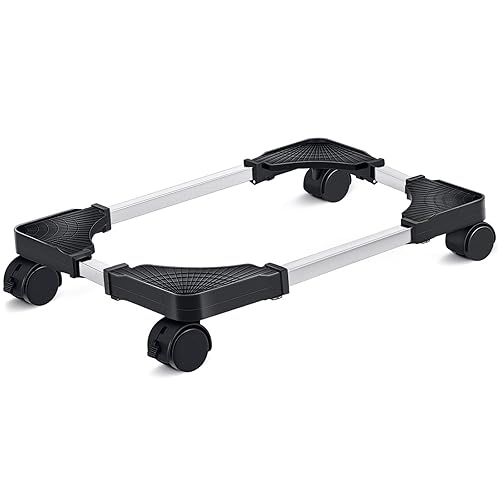 Liitrton Mobile CPU Stand Adjustable Computer Tower Stand with 4 Caster Wheels Fits Most PC (Black) - Black