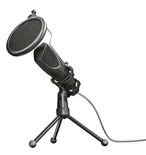 Trust Gaming GXT 232 Mantis Streaming Gaming Microphone for PC, PS4 and PS5, USB Connected, Including Shock Mount, Pop Filter and Tripod Stand, Black - Mantis Omnidirectional
