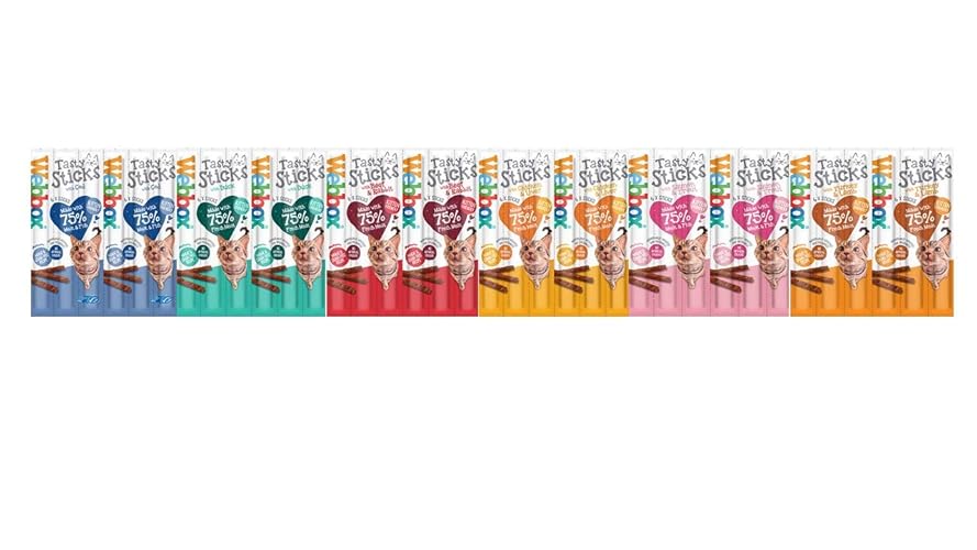 Webbox *New Cats Delight Tasty Sticks Chews Treats Variety Pack 12 x 6 (72 Sticks)