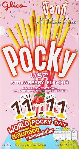 Glico Pocky Strawberry Flavour Sticks, 45 g - Strawberry - 45 g (Pack of 1)