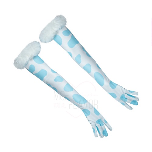Winter Plush Cow Gloves - Blue / XS/S
