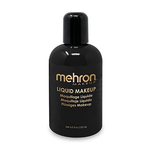 Mehron Makeup Liquid Makeup | Face Paint and Body Paint 4.5 oz (133 ml) (Black) - 4.5 Fl Oz (Pack of 1) - Black