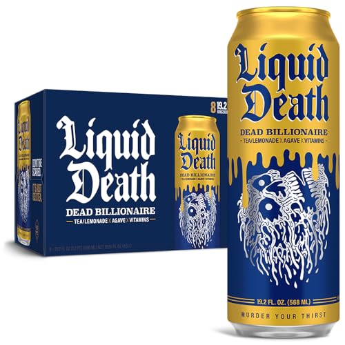 Liquid Death Iced Black Tea/Lemonade, Dead Billionaire (aka Armless Palmer) 19.2oz King Size Cans (8-Pack) - Dead Billionaire (aka Armless Palmer) - 8 Pack