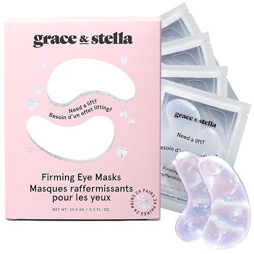 grace and stella Eye Patches with Peptides & Rice Extract - Firming Under Eye Patches for Puffy Eyes - Iridescent Under Eye Mask for Dark Circles - Vegan, Cruelty-Free Eye Mask Skincare, 24 Pairs - Peptide Eye Mask - 24 Pairs