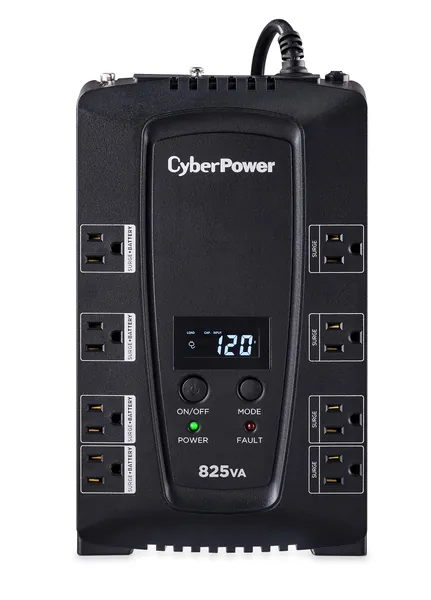 CyberPower CP825LCD Intelligent LCD UPS System, 825VA/450W, 8 Outlets, Compact - 825VA UPS