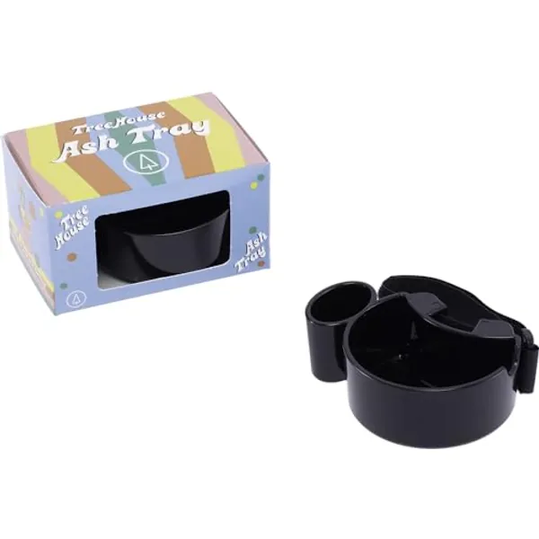 SnowTree - TreeHouse Ashtray for Weed & Bongs with Custom Bowl Declogger | Outdoor Ash Tray Sets for Weed Smoking | Cool Combo Weed Ashtrays Accessories Holds Lighter & Cigarettes (Black)